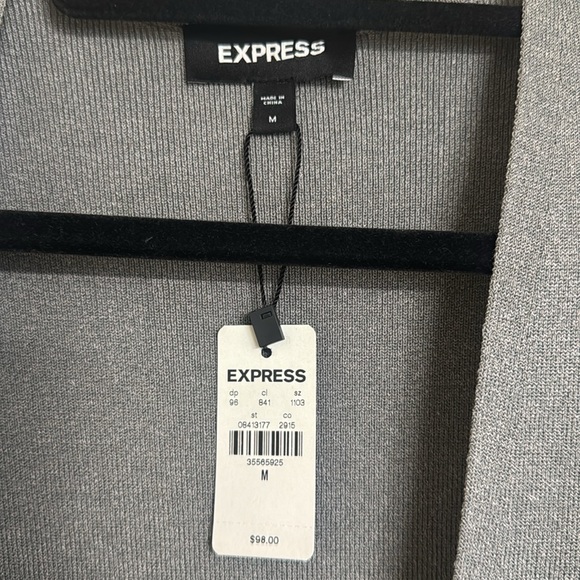 Express Gray Long Duster Cardigan M Open Front New Maxi Side Slits - Picture 4 of 6